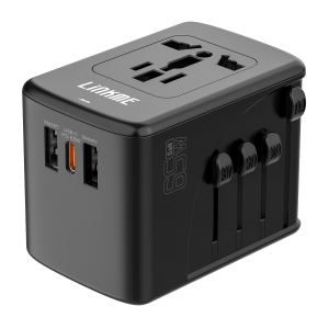 LINKME 65W GaN High-Speed Universal Travel Adapter with 2 Fast USB Ports and 1 Ultra-Fast Type C PD Port Power Socket Worldwide Plugs